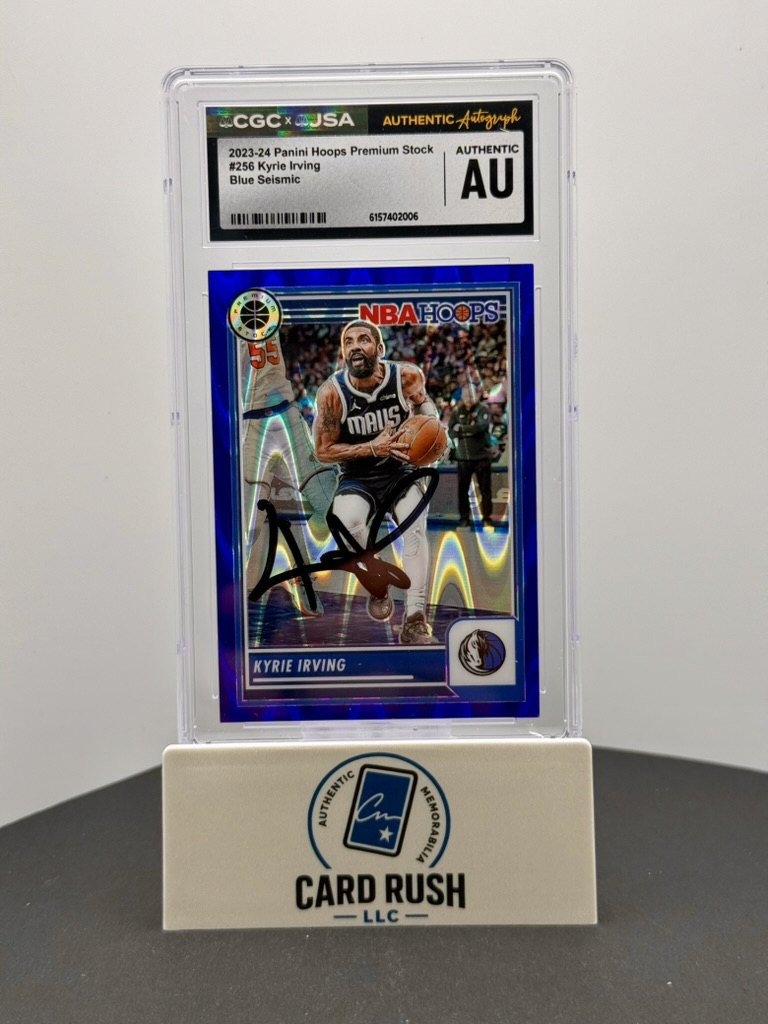 2023-24 Panini Hoops Premium Stock Blue Seismic Kyrie Irving Auto /99 CGC/JSA Authentic IP Autograph