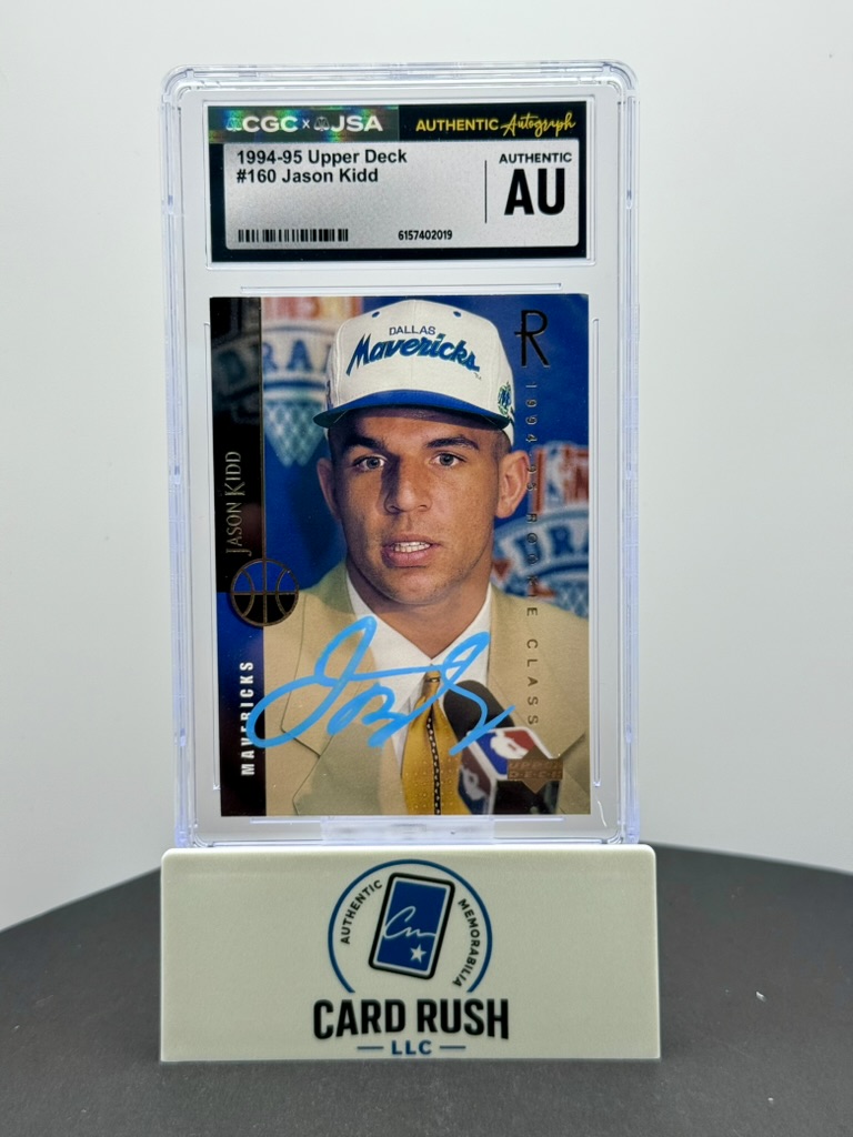 1994-95 Upper Deck Jason Kidd RC #160 Autographed Rookie Card - CGC/JSA In Person Authentic Auto