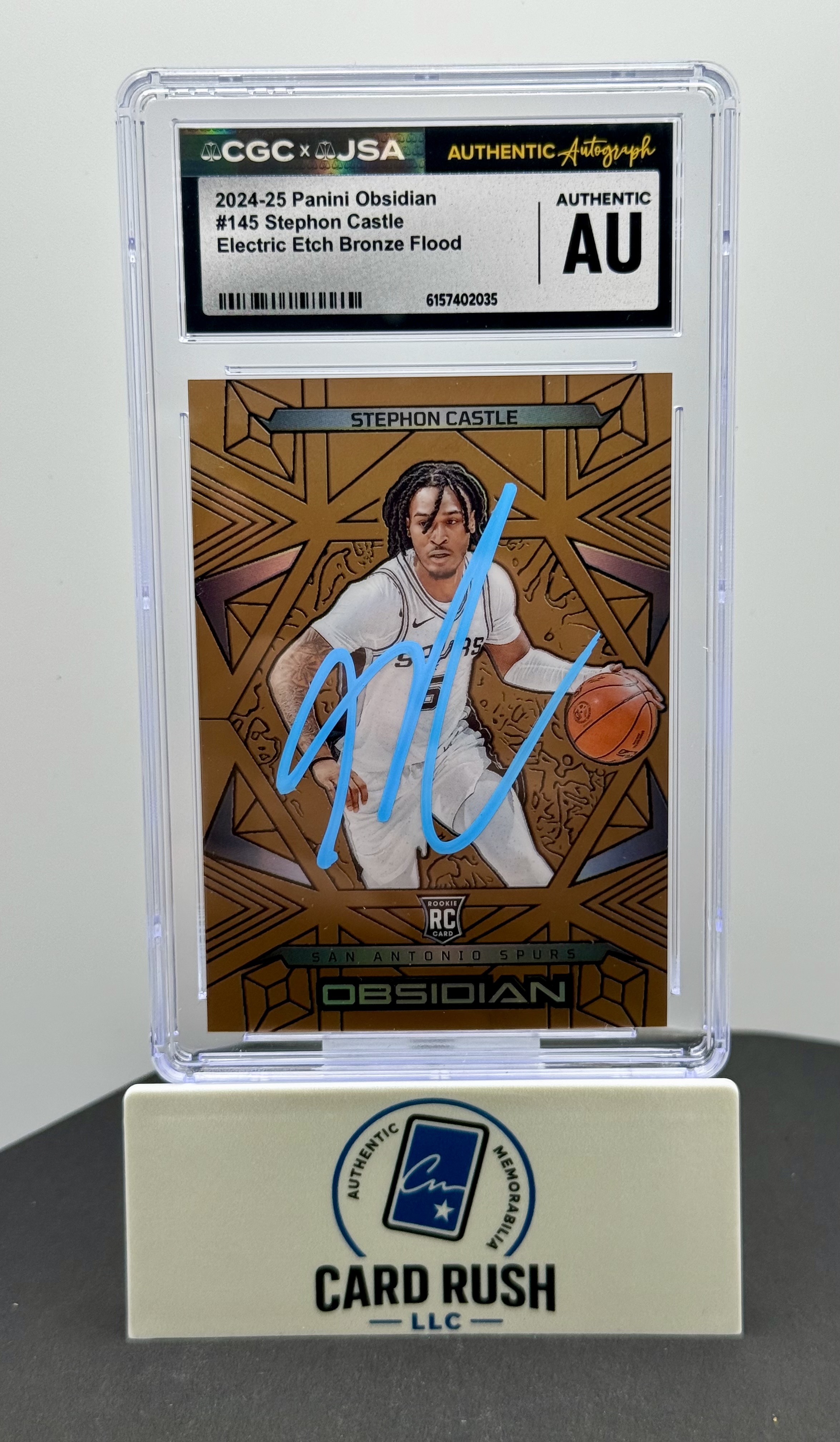 2024-25 Panini Obsidian Stephon Castle Electric Etch Bronze Flood RC Auto #145 CGC/JSA Authentic Autograph #13/99
